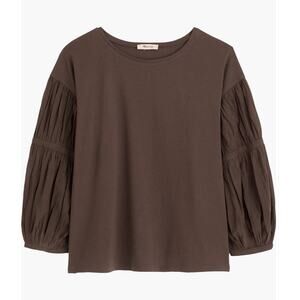 NWT Madewell Puff-Sleeve Drop-Shoulder Knit Top In Dark Surplus Size Small